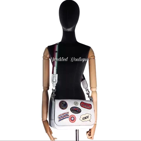 COACH MARVEL Jes Messenger Handbag With Patches - Picture 7 of 8